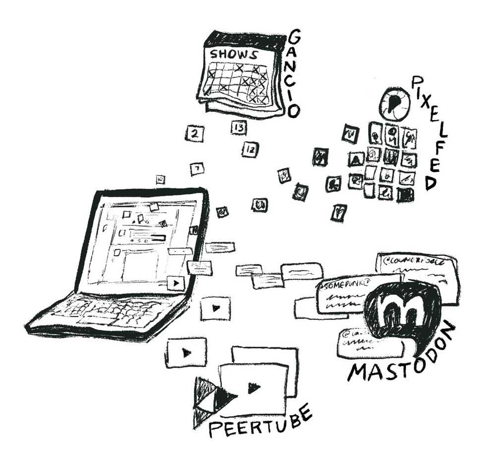 Illustration: The Counterforce Guide to Mastodon and the Fediverse (for punks!)